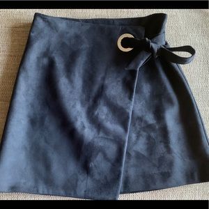 Blue suede LOFT skirt